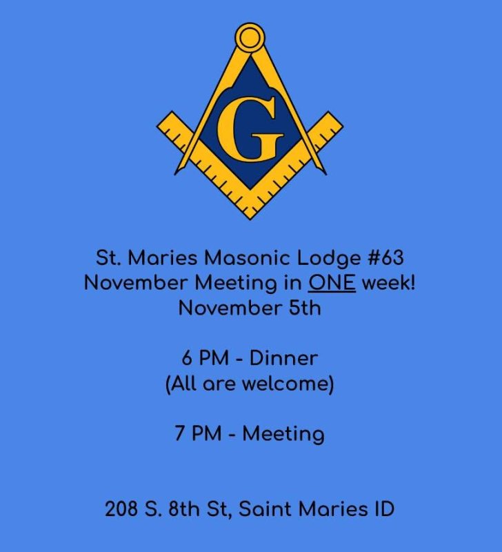 St. Maries Masonic Lodge #63 Dinner & Meeting